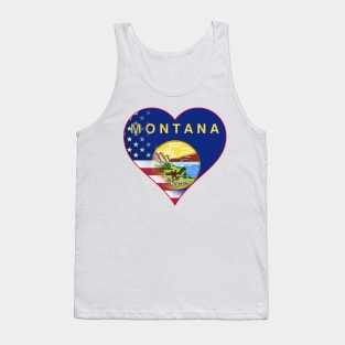 State of Montana Flag and American Flag Fusion Design Tank Top